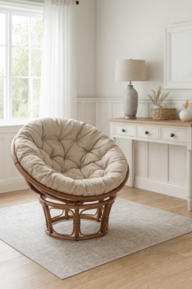 Papasansessel mit Kissen, 100 cm braun