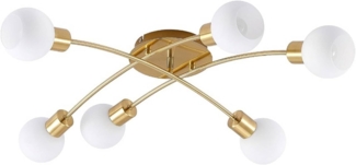 Lindby Deckenleuchten Agmar, Metall, Gold / Messing IP20, 6x4 W LED