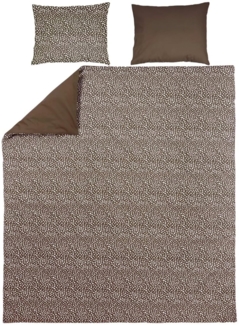 Meyco Home Cheetah/Uni Bettwäsche Doppelbett (Baumwolle, atmungsaktives Material, einfache Pflege, praktischer Einschlagstreifen, Maße: 240x200/220 cm), Schokolade