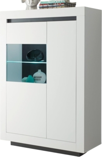 Vitrine Rooky in weiß und anthrazit 96 x 136 cm