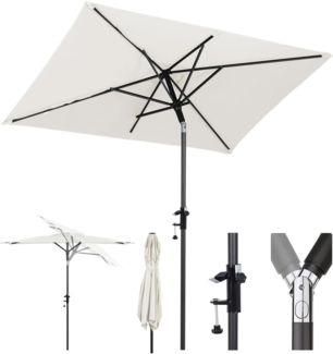 Sekey 200 × 125 cm Sonnenschirm Balkon, Sonnenschirm Rechteckig mit Halterung Sonnenschirmhalter für Balkon, Terrasse und Garten, Windfest Kippbar UPF 50+