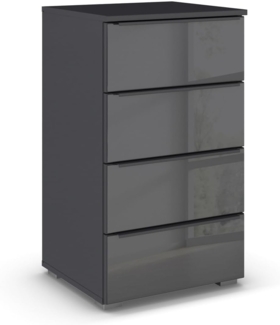 Kommode >Monostar< in Glas basalt / grau metallic - 47x81x42 (BxHxT)