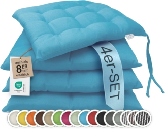 ZOLLNER Stuhlkissen, 40 x 40 x 3 cm, mit Bindebänder, für Indoor und Outdoor