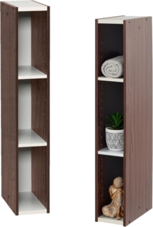 Iris Ohyama, Aufbewahrungseinheit, Bücherregal, Set aus 2 kleinen Elementen mit 3 modularen Regalen, Modern, Bücher, CDs, Büro, Schlafzimmer, Wohnzimmer, UB-9015, Braun