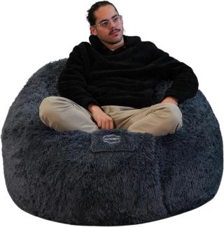 bananair - Pouf Sitzsäcke Riesensitzsack 120 cm Durchmesser XXL Weißes oder graues oder Schokoladenfell mit geschreddertem Schaum Ultra bequem, Sofa, Doppelbezüge, Birne, Kissen… (Grau)