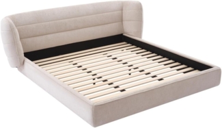 Vente-unique - Bett 180 x 200 cm mit geschwungenem Kopfteil - Bouclé-Stoff - Beige - LARUMO von Maison Céphy