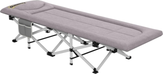 Outsunny Feldbett Klappbares Schlafbett, weich, rostfreies Metallgestell, 200 x 65 x 42 cm (Campingliege, 1-St, Campingbett) für Balkon, Campingplatz, grau