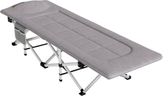 Outsunny Feldbett Klappbares Schlafbett, weich, rostfreies Metallgestell, 200x65x42cm (Campingliege, 1-St, Campingbett) für Balkon, Campingplatz, grau