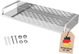 Intirilife Duschablage, Duschablage aus Edelstahl mit 40 x 13 cm 1-tlg, Duschkorb Duschregal Badregal mit Ablaufrinnen zum Bohren für Bad