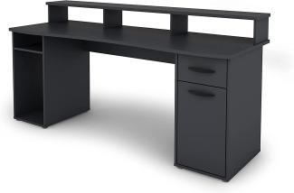 byLIVING Schreibtisch FANTASTIC / XXL Gaming-Tisch in Anthrazit / Mit viel Stauraum und einer breiten Borte auf der Tischplatte / Computer-Tisch / PC / Arbeits-Tisch / 180 x 93 x 65 cm (BxHxT)