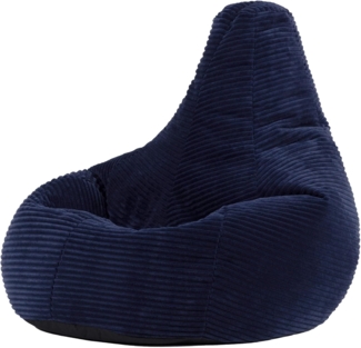 Icon Sitzsack-Sessel Flauschig „Dalton“ für Kinder, Dunkelblau, Cord, Kindersitzsack, Groß, Sitzsack Kinder mit Füllung