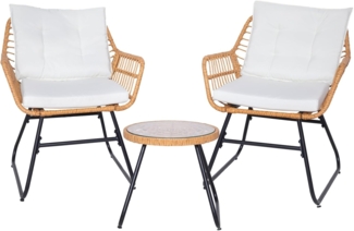 SVITA Balkonset AMALFI, Rattan, Outdoor, Sitzgruppe, Natur / Creme