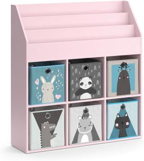 Vicco Kinderbücherregal Luigi 107 x 114 cm, Rosa, Kinderzimmerregal, Fächer, Faltboxen