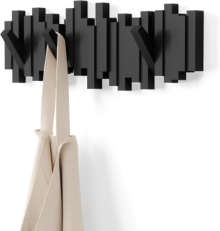 Umbra Hooks Stäbchen Mehrfach Wandhaken, Aufhänger, Kleiderhaken, Kleideraufhänger, Garderobenhaken, 5 Haken, Kunststoff, Schwarz, 318211040
