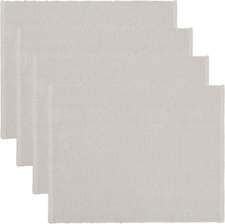LINUM UNI Dekorative 4 set Tischsets für Esstisch 35x46 cm, 100% Gerippte Baumwolle, Maschinenwaschbar, Hellgrau
