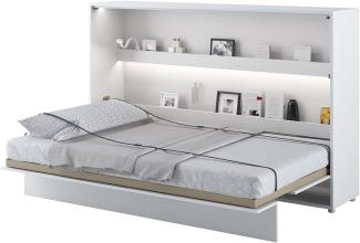 MEBLINI Schrankbett Bed Concept - BC-05 - 120x200cm Horizontal - Weiß Matt mit Matratze - Wandbett mit Lattenrost - Klappbett mit Schrank - Wandklappbett - Murphy Bed - Bettschrank