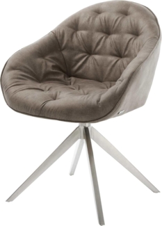 Drehstuhl Gaio-Flex Mikrofaser Taupe Vintage Kreuzgestell breit Edelstahl 360° drehbar Wippfunktion