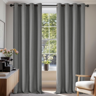 Deconovo Verdunkelungsvorhang Gardinen mit Ösen Blickdichte Vorhang Kälteschutz Schlafzimmer 2er Set, Blackout Curtain einfarbig Thermo Vorhang Verdunkelung Wärmeisolierend