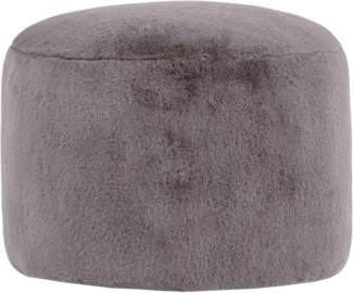 Icon Milano Hocker, Grau, Kaninchen Kunstfell Stoff, Sitzsack Stuhl, Sitzpuff Hocker mit Füllung, Fußhocker für das Wohnzimmer, Deko Wohnzimmer