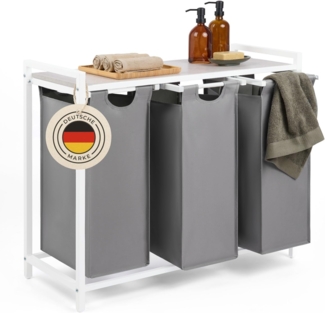 Blumtal Ausziehwäschekorb 2-4 Fächer Wäschesammler mit Ablage und Metallrahmen