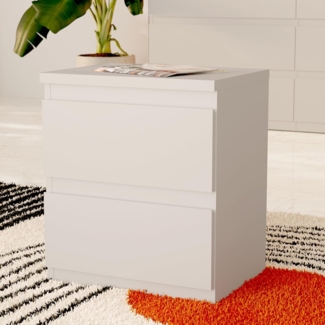 Forte EDMORE Kommode 40 45, moderner Nachttisch mit 2 Schubladen, Beistelltisch, Holzwerkstoff, Secret Grey, 41,8 cm breit x 49,3 cm hoch x 32,2 cm tief