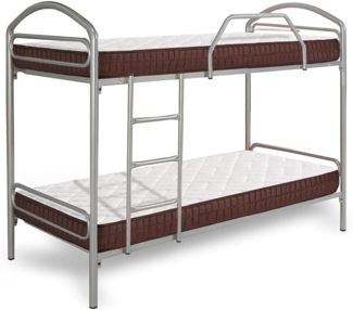 HOGAR24 Hogar 24 Etagenbett aus Metall + 2 viskoelastische Matratzen, Viscobrown, 90x180, 90x180 cm