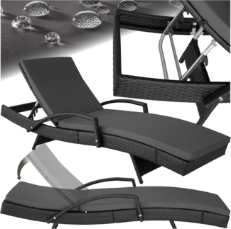 tectake Gartenliege Rattan Sonnenliege, 1, 1 St, 1tlg, mit Aluminiumgestell