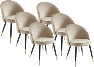 Vente-unique - Stuhl 6er-Set - Samt & Metall - Beige - MAYLINA