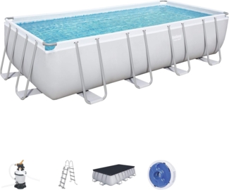 Power Steel™ Frame Pool Komplett-Set mit Sandfilteranlage 488 x 244 x 122 cm, lichtgrau, eckig