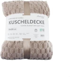 Flanell Kuscheldecke | Waffeloptik Wohndecke | super weich mit soft Teddy | 150x200cm [Beige]