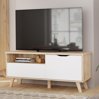 FORTE Lowboard Vankka TV-Bank, TV-Board (B/H/T 124,4/54,3/41,7 cm), TV-Teil, ca. 125 cm breit, viel Stauraum, Echtholzbeine