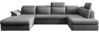 Designer Sofa Emiliano mit Schlaf- und Klappfunktion Samt Grau Links