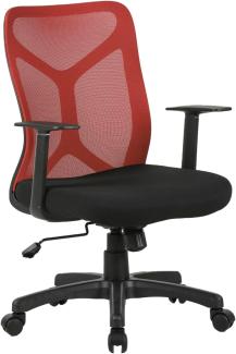 byLIVING Chefsessel BONE / Kunststoff schwarz / Mesh schwarz-ziegelrot / Wippmechanik / Sicherheitsklemmschutz / Höhenverstellung / gebremste Sicherheitsdoppelrollen / B 61,5, H 91-98,5, T 51,5 cm