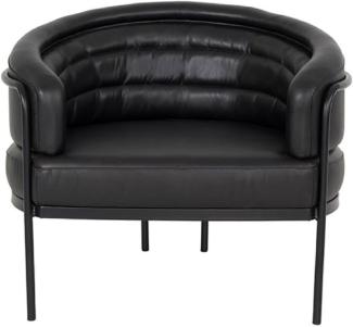 Casa Padrino Luxus Leder Sessel Schwarz 86 x 71 x H. 69 cm - Echtleder Wohnzimmer Sessel - Echtleder Möbel - Luxus Möbel