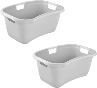 keeeper Wäschewanne janne, 2er Set, Wanne mit Softgriffen, 65 x 45 x 28 cm, 50 l (Set, 2 St), ergonomische Form, komfortable Softgriffe, Hüftstütze