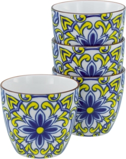 CreaTable, 21885, Serie Aladin Blau, 4-teiliges Geschirrset, Becherset aus Steinzeug