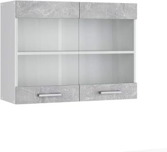 Vicco Küchenschrank R-Line Hängeschrank Unterschrank Küchenzeile Küchenunterschrank Arbeitsplatte, Möbel verfügbar in anthrazit und weiß (Beton ohne Arbeitsplatte, Hängeglasschrank 80 cm)