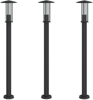 vidaXL Wegeleuchten 3 Stk. Schwarz 100 cm Edelstahl 4006356