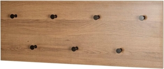 HAKU Möbel Wandgarderobe eiche, schwarz, MDF, Metall - Maße: B 80 cm x H 30 cm x T 5 cm, Style: Modern