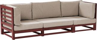 3 Sitzer Sofa TRANI Akazienholz Dunkelrot