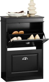 Schuhschrank mit 2 Klappen schwarz Holzwerkstoff FSR78-SCH