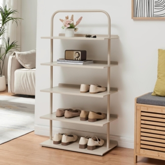 Schuhregal Poytya Stahl 119x60x32 cm Champagne [en. casa]