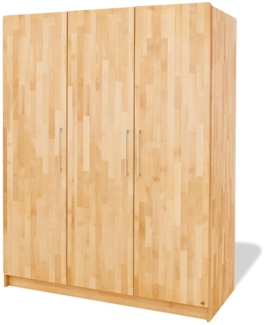 Pinolino 'Natura' 3-trg. Kleiderschrank, natur, mit 2 Kleiderstangen und 6 Ablagefächern