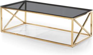 Menzzo Sydney Quadratische und rechteckige Couchtische, Glas, Gold, L120 x T60 x H40 cm