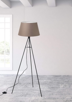 TRANGO LED Stehlampe, 1522BL Tripod Stehleuchte *BROWNIE* inkl. E27 LED Leuchtmittel warmweiß - mit Stofflampenschirm in Braun - Lampenstativ Dreibein - Höhe: 150cm, Wohnraum - Schlafraum - Standlampe - Stehlampe Design zeitlos