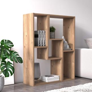 Dmora Modulares Modul bestehend aus zwei Teilen, um Wohnzimmer-TV-Ständer zu erstellen - Bücherregal-Tisch, 130 x 25 x 50 cm, Eichenfarbe