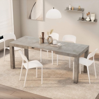 MOBILI FIVER, Ausziehtisch Küche, First, Beton Optik, 120 x 80 x 76 cm, Made in Italy