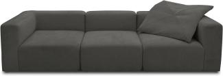 DOMO. collection 3 Couch, Sofa, Modulsofa, 3 Sitzer aus DREI Modulen, dunkelgrau, 301x108 cm