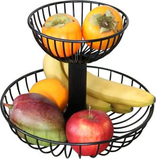 bremermann Obstschale Obst Etagere, Obstschale, Drahtkorb rund, Ø ca. 18 und 30 cm, schwarz