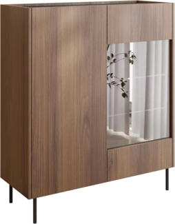 Vitrine Tewos W97 (Farbe: Nuss Warmia / Nuss Warmia + Marmor Schwarz)